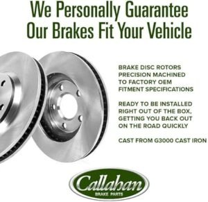 Callahan Brake Parts Front Brake Kit For Scion tC 2005-2010, Toyota Celica 2003-2005 [Model Specific] Replacement Brake Rotors and Ceramic Brake Pads - Image 3