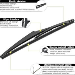 AUTOBOO 24\"+17\" Windshield Wipers with 12\" Rear Wiper Blade Replacement for Toyota Rav4 2006 2007 2008 2009 2010 2011 2012 -Original Factory Quality (Pack of 3) - Image 3