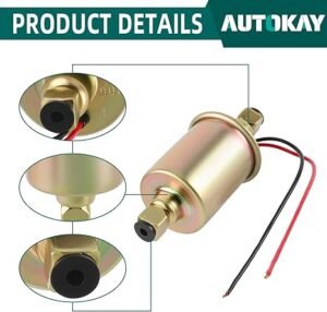 AUTOKAY Universal 6 Volt Electric Fuel Pump w/Installation Kit Inline Type 5-8 PSI 5/16 Inlet & Outlet Compatible with Carbureted Models E8011 SP1124 - Image 3