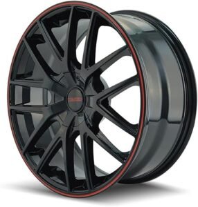 Touren TR60 3260 Wheel with Black Finish with Red Ring (16x7\"/5x100mm) - Image 2