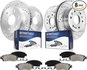 Detroit Axle - Brake Kit for Chevy Silverado Sierra 1500 Tahoe Yukon XL Suburban Escalade ESV Drilled & Slotted Brake Rotors Ceramic Brakes Pads Replacement Front and Rear