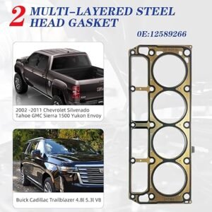 MLS Cylinder Multi Layer Head Gasket & LS Valve Cover Gasket for LS1/LS6 V8 4.8L 5.3L 5.7 Liter Engines,Compatible with 2002-2015 Chevrolet/Buick/GMC/Pontiac/Hummer/Cadillac/Saab - Image 3