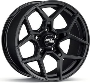 RockTrix RT105 17 inch Wheel Compatible with Jeep Wrangler YJ TJ 5x4.5 5x114.3 Bolt Pattern 17x9 (-12mm Offset, 4.5in Backspace) 71.5mm Bore, Black Wheel, Also fits Cherokee XJ Grand Cherokee ZJ