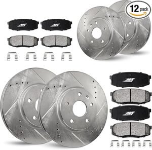 APF Full Brake Kit Compatible For Honda Accord 2011-2012 Zinc Drilled and Slotted Rotors with Carbon Fiber Pads | 5, 5 Lugs | 282 MM / 11.102 Inch Rotor Diamter | 10YR WTY | 4 Rotors 8 Pads