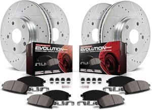 Power Stop K7348 Front and Rear Z23 Carbon Fiber Brake Pads with Drilled and Slotted Brake Rotors Kit For 2016 2017 Honda Accord [Application Specific]